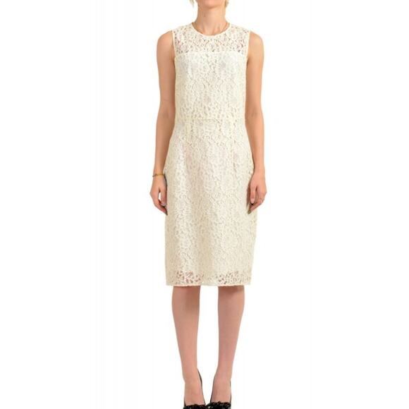 BOSS Hugo Boss Dasicana Lace Pencil Dress 8 US Navy Blue Cocktail Quiet Luxury - Picture 15 of 15